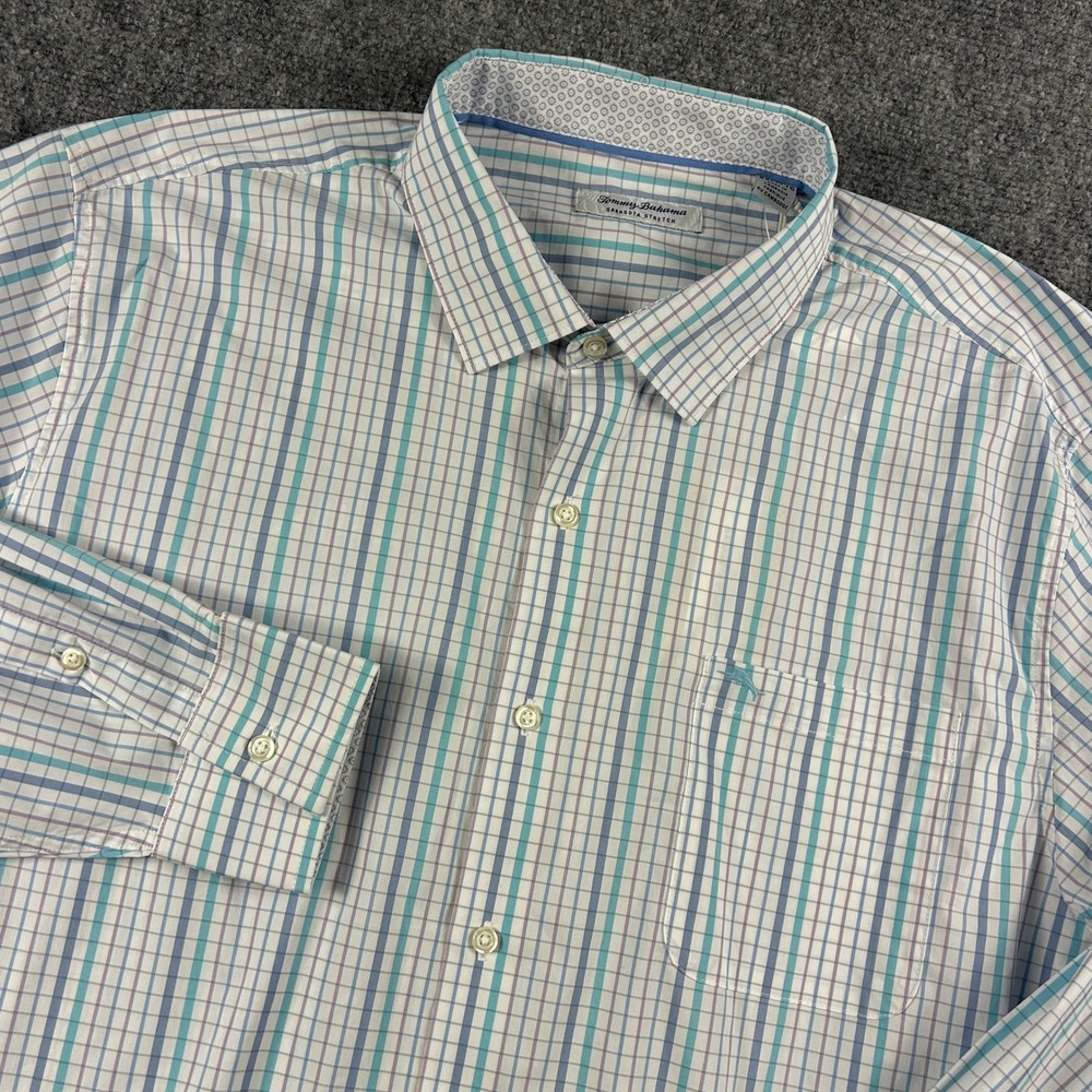 Tommy Bahama Button Down Mens XXL Light Sky Sarasota Stretch Island‎ Stripe NWT